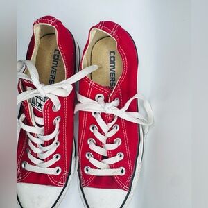 Converse Red Low-Top Canvas Lace-Up Sneakers